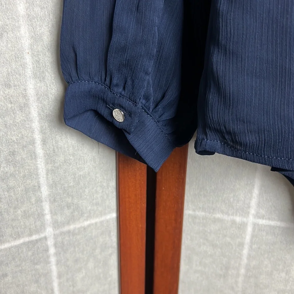 Tie-neck One Shoulder Top In Navy size S - Picture 6 of 8